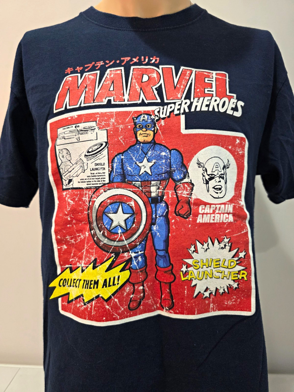 Marvel Captain America Graphic Logo T-Shirt Men’s L Navy Short Sleeve Crew
